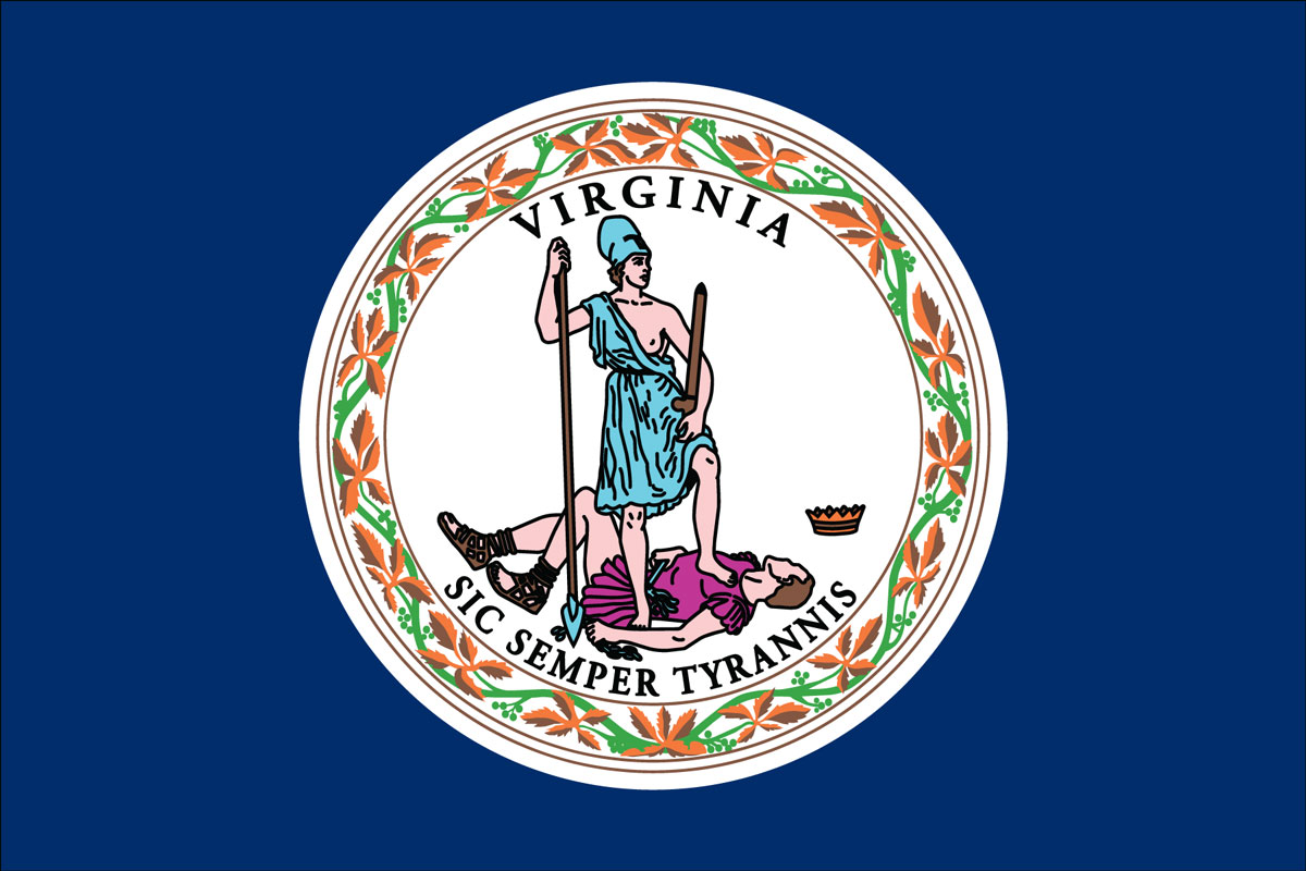 12x18" Nylon flag of State of Virginia